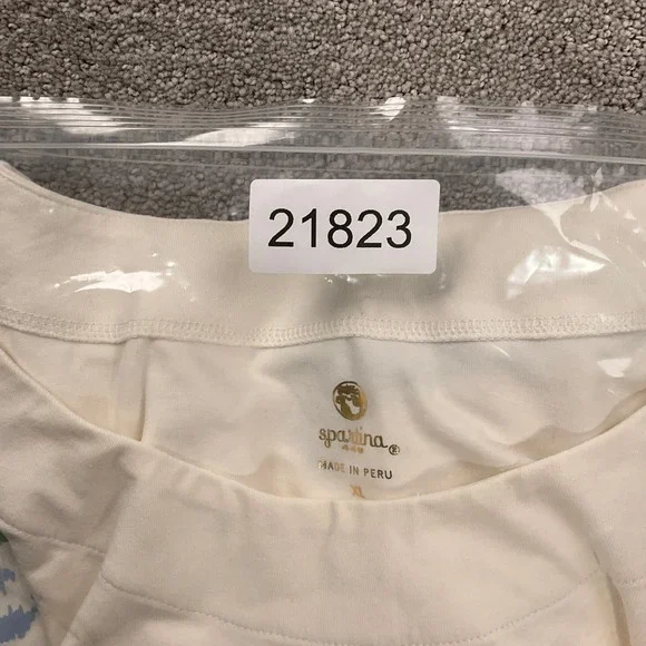 Spartina 449 Island Dress Women XLarge Beige Blue Peeples Song Floral Fringe - Picture 13 of 13